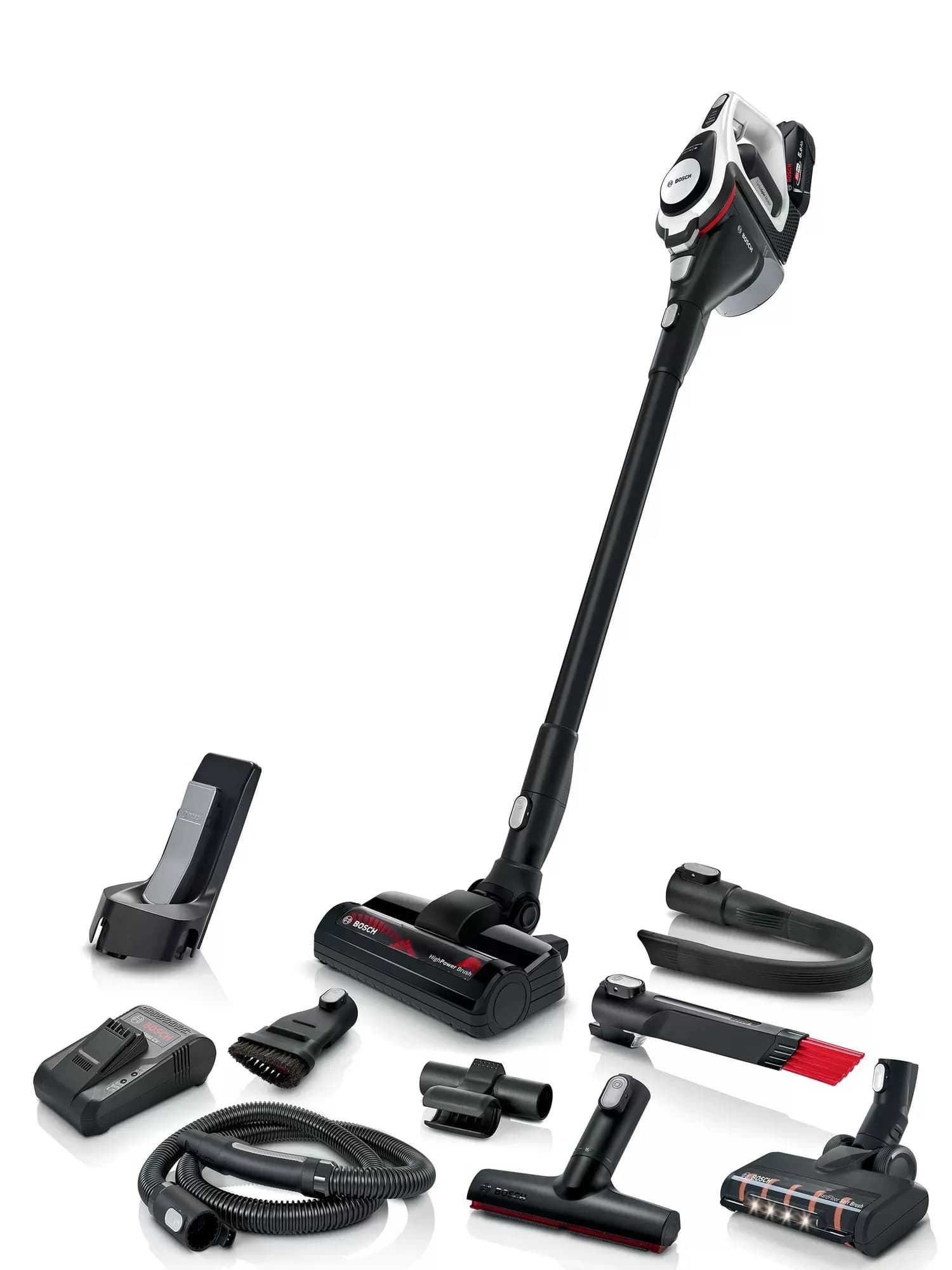 Bosch Serie 8 BSS825ALL 0.5 L 18V 5 Ah pussiton -varsi-imuri, musta, valkoinen
