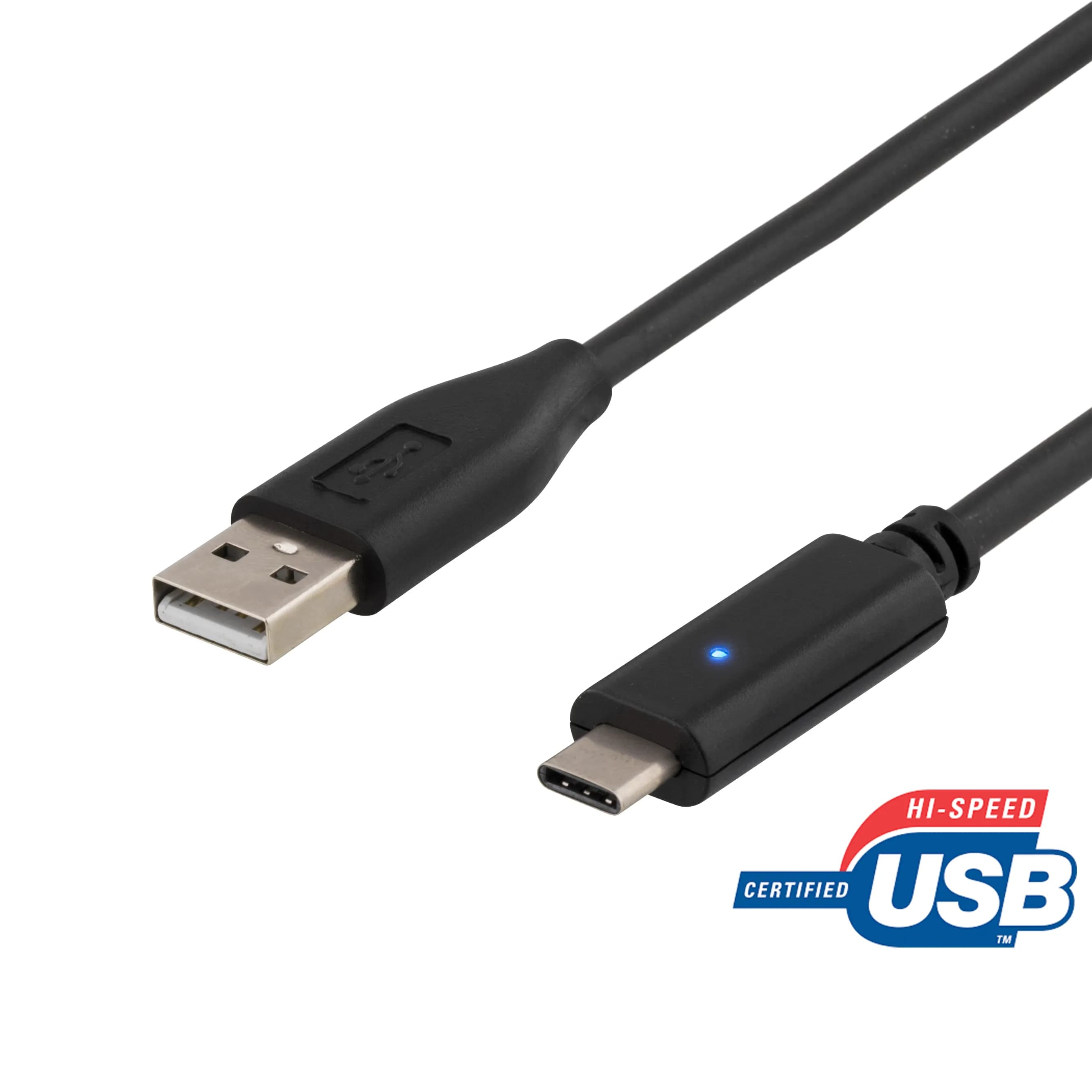 Deltaco USB 2.0 USB-A – USB-C -kaapeli, 0,25 m, musta