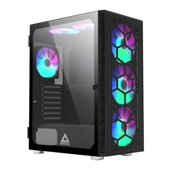 Montech X3 Glass -miditornikotelo ikkunalla RGB-valaistuksella, musta