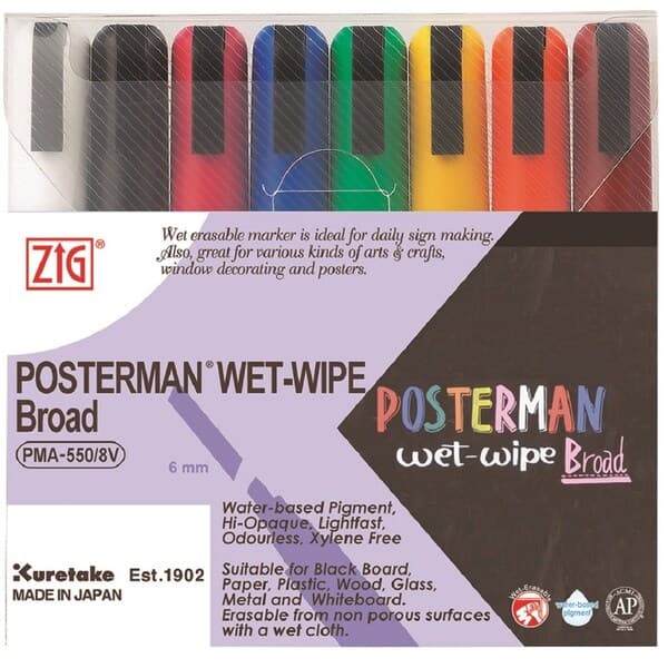ZIG Posterman Wet Wipe M 8/case