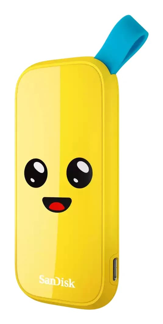 SanDisk Fortnite Peely Edition 2 Tt USB 3.2 Gen 2 -ulkoinen SSD, iskunkestävä, kannettava, pelikäyttöön