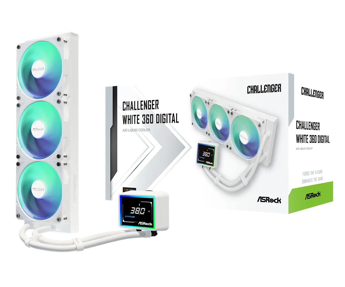 ASRock Challenger Digital 360mm ARGB -nestejäähdytin, valkoinen