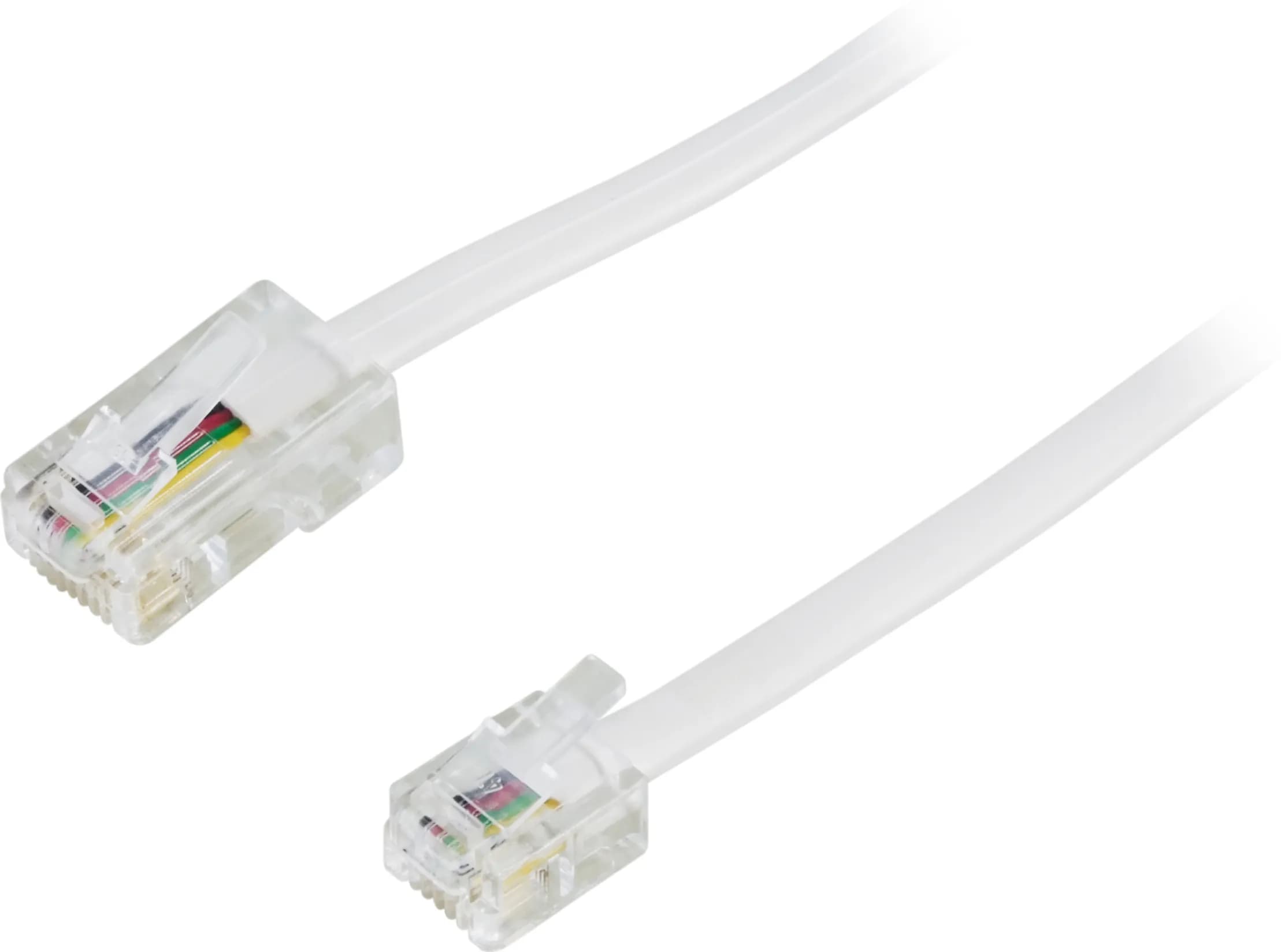 Deltaco RJ45-RJ11 1m -puhelinkaapeli, valkoinen