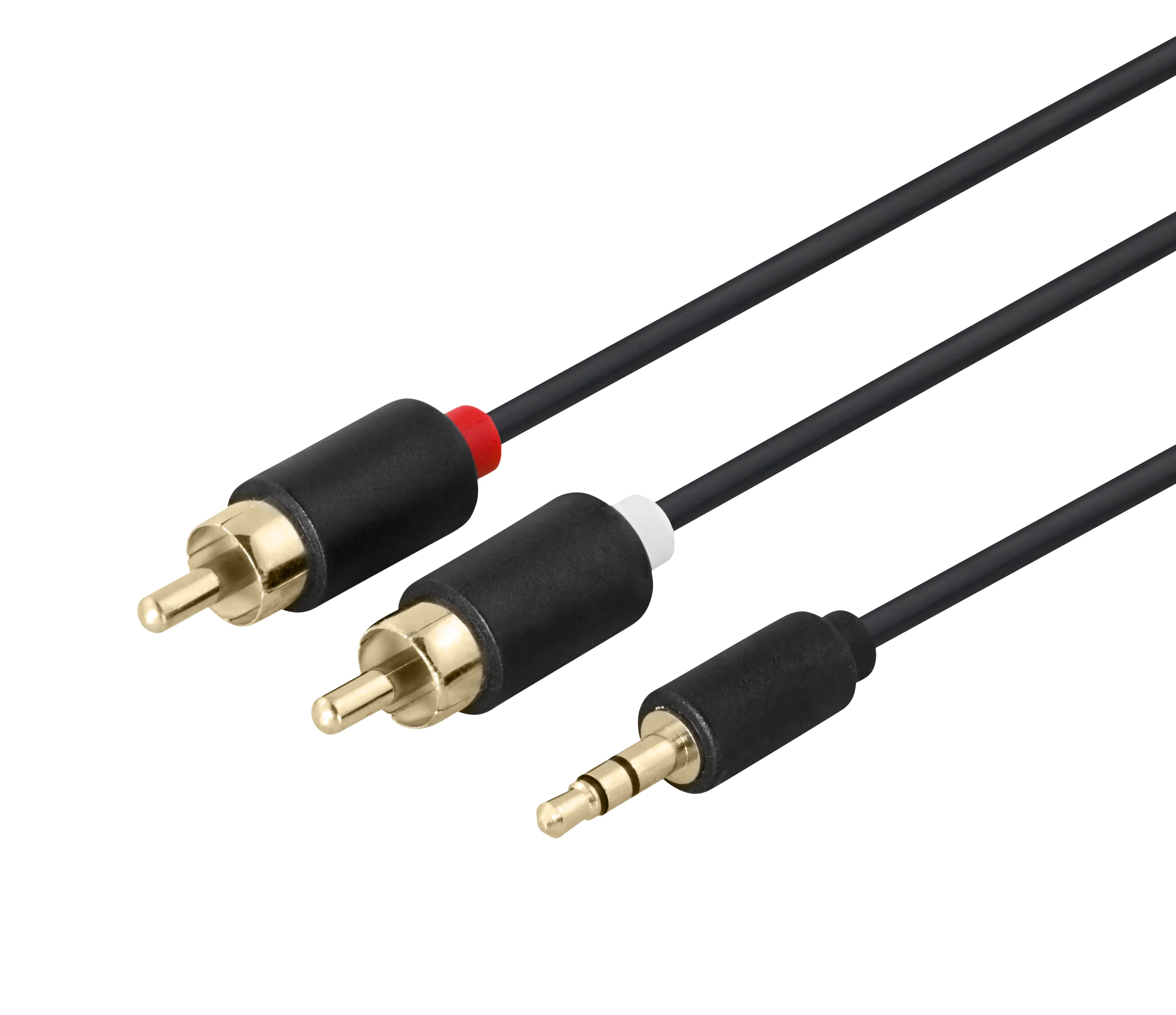 Deltaco 3,5 mm – 2x RCA -audiokaapeli, 1 m, musta