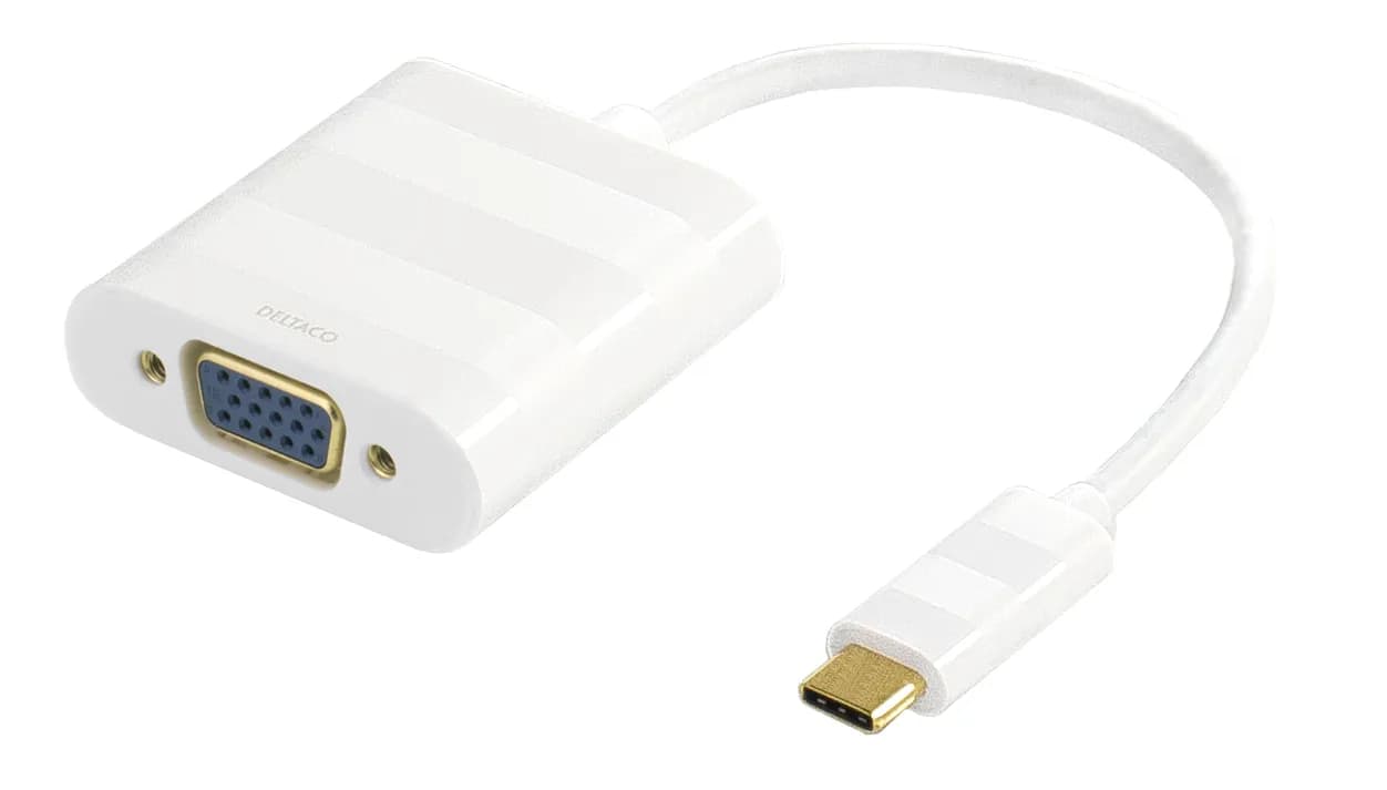 Deltaco USB-C – VGA -adapteri, Valkoinen