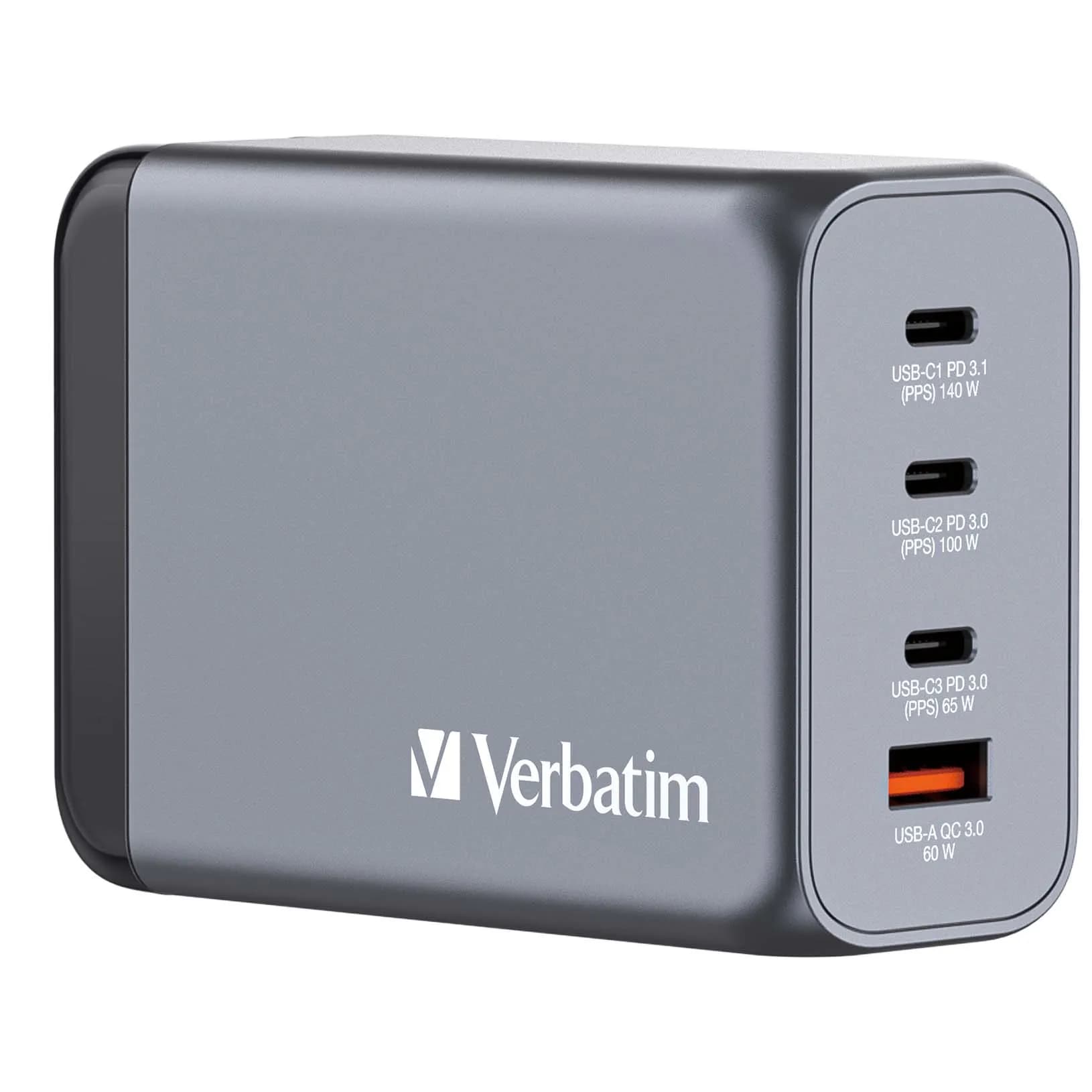 Verbatim GNC-240 GaN Charger 4-Port, 240W, USB-A/USB-C -virtalähde