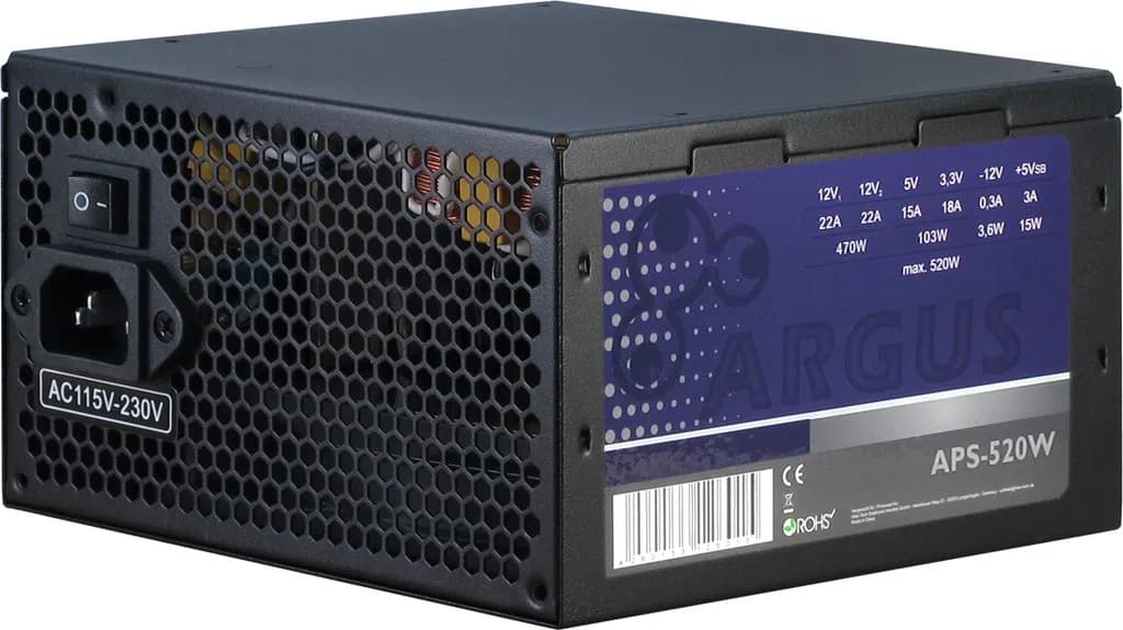 Inter-Tech Argus APS-520W 520W -virtalähde, 80 Plus Bronze