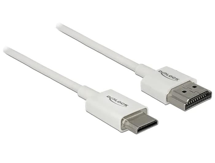 DeLOCK HDMI - Mini HDMI -kaapeli, jossa Ethernet, 4K, 1 m, valkoinen