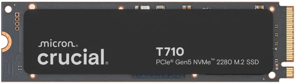 Crucial T710 4 Tt M.2 PCIe 5.0 x4 NVMe -SSD-levy, musta