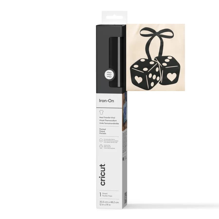 Cricut Flocked Iron-On -lämmönsiirtovinyylirulla, Musta, 30x48cm
