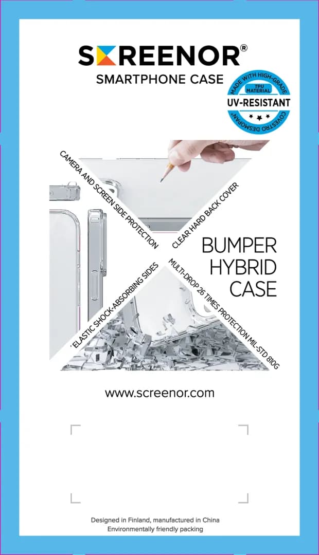 Screenor Bumper Galaxy S24 FE -suojakuori, Läpinäkyvä