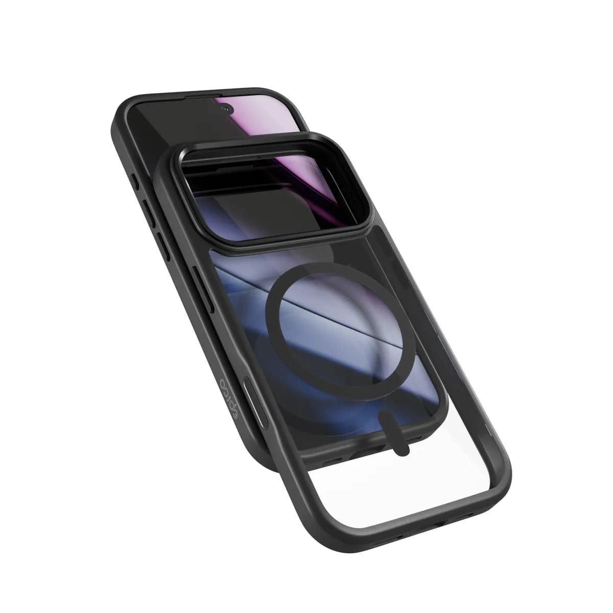 Epico Hero Pro Mag+ Case iPhone 17 Pro Max Qi2  &  MagSafe yhteensopiva, läpinäkyvä musta