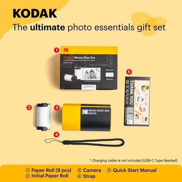 KODAK Instant Camera Memo Shot MS100 White Bundle