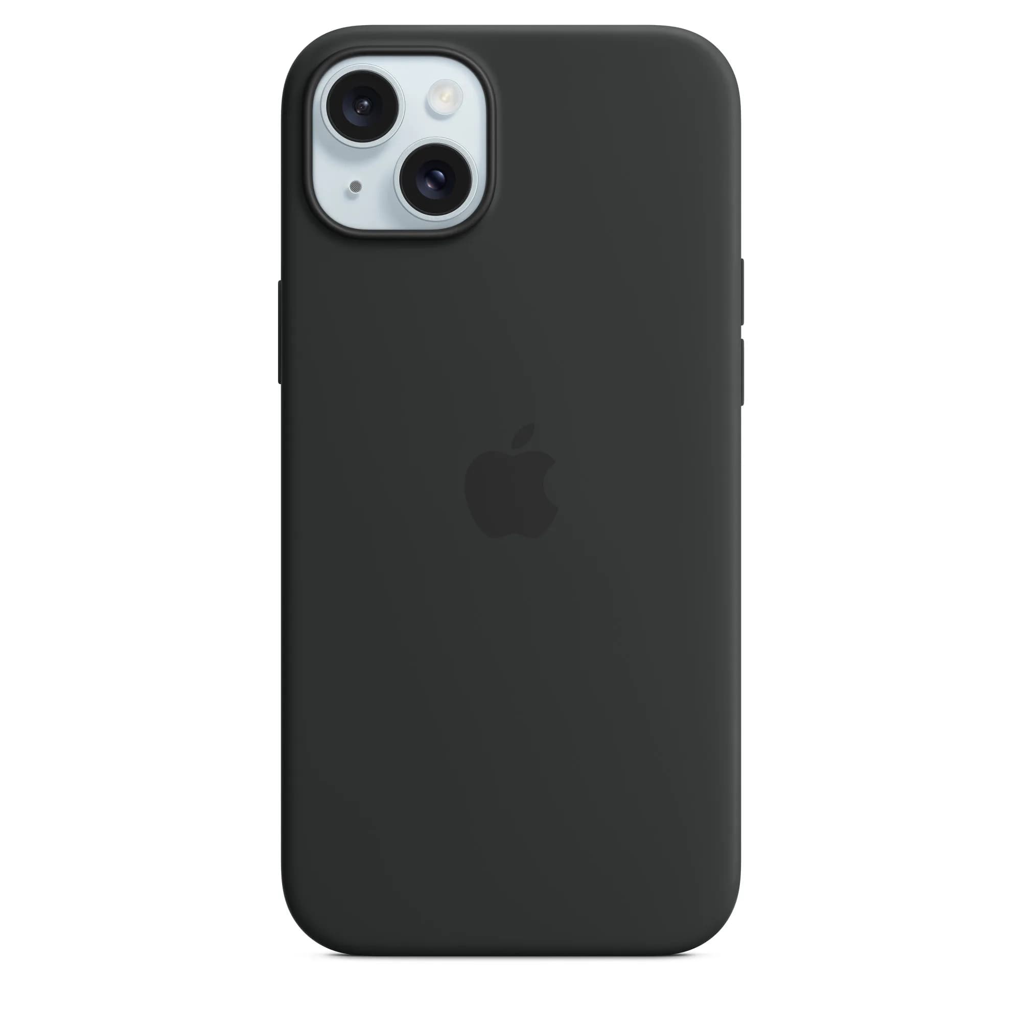 Apple iPhone 15 Plus -silikonikuori magsafella, Musta