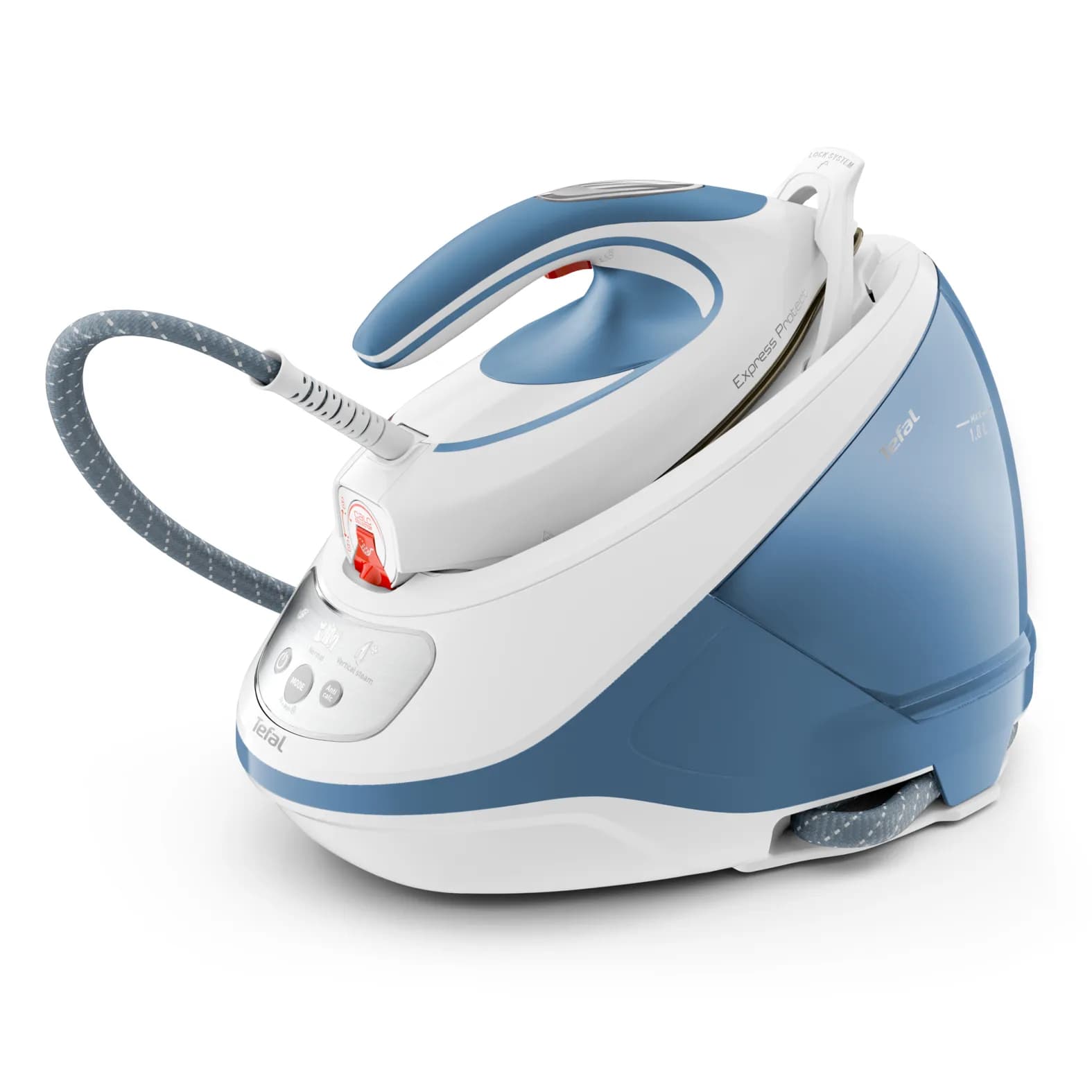 Tefal Express Protect SV9202 -höyrysilityskeskus, 2800 W, 7,5 bar, 1,8 l, valkoinen/sininen