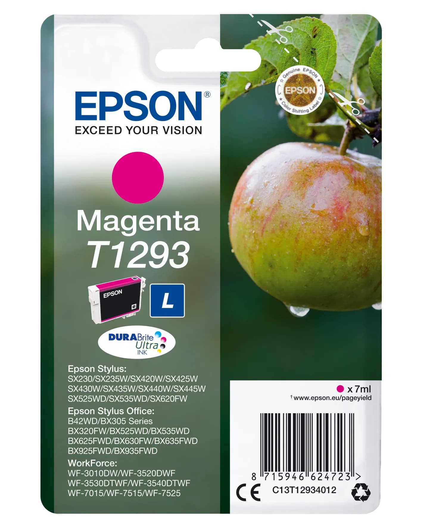 Epson T1293 -mustekasetti, 7 ml, magenta
