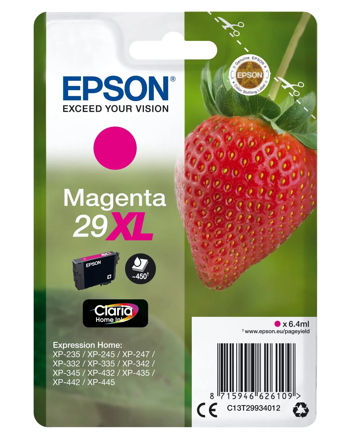 Epson 29XL-mustekasetti, 6.4 ml, magenta