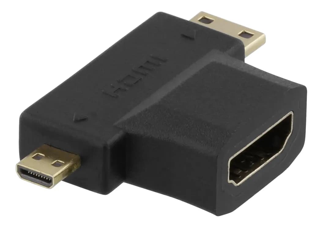 DELTACO HDMI-sovitin, HDMI naaras - uros mini HDMI ja micro HDMI uros
