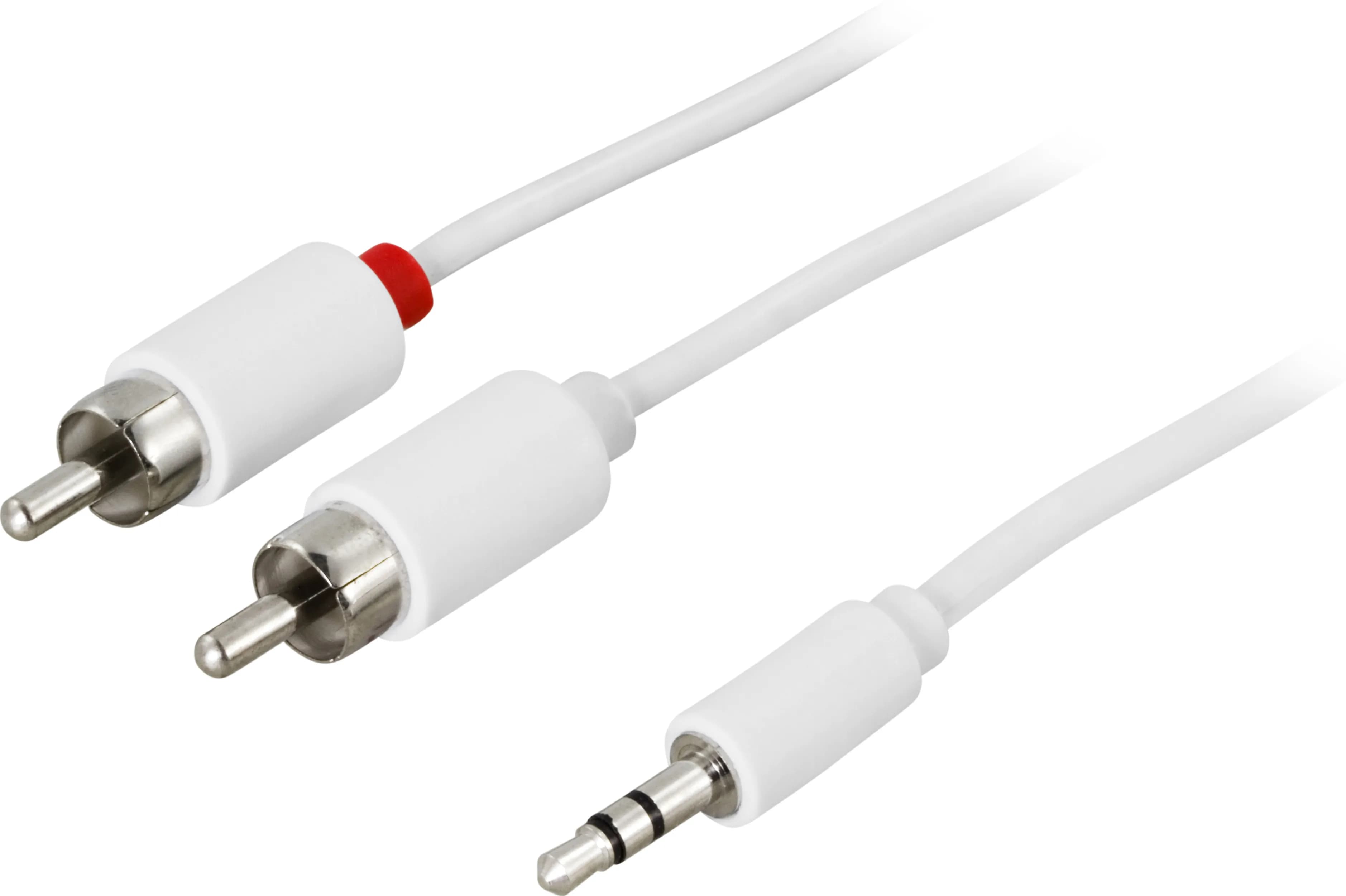 Deltaco MM-138B 3,5 mm – 2x RCA -audiokaapeli, 0,5 m, valkoinen