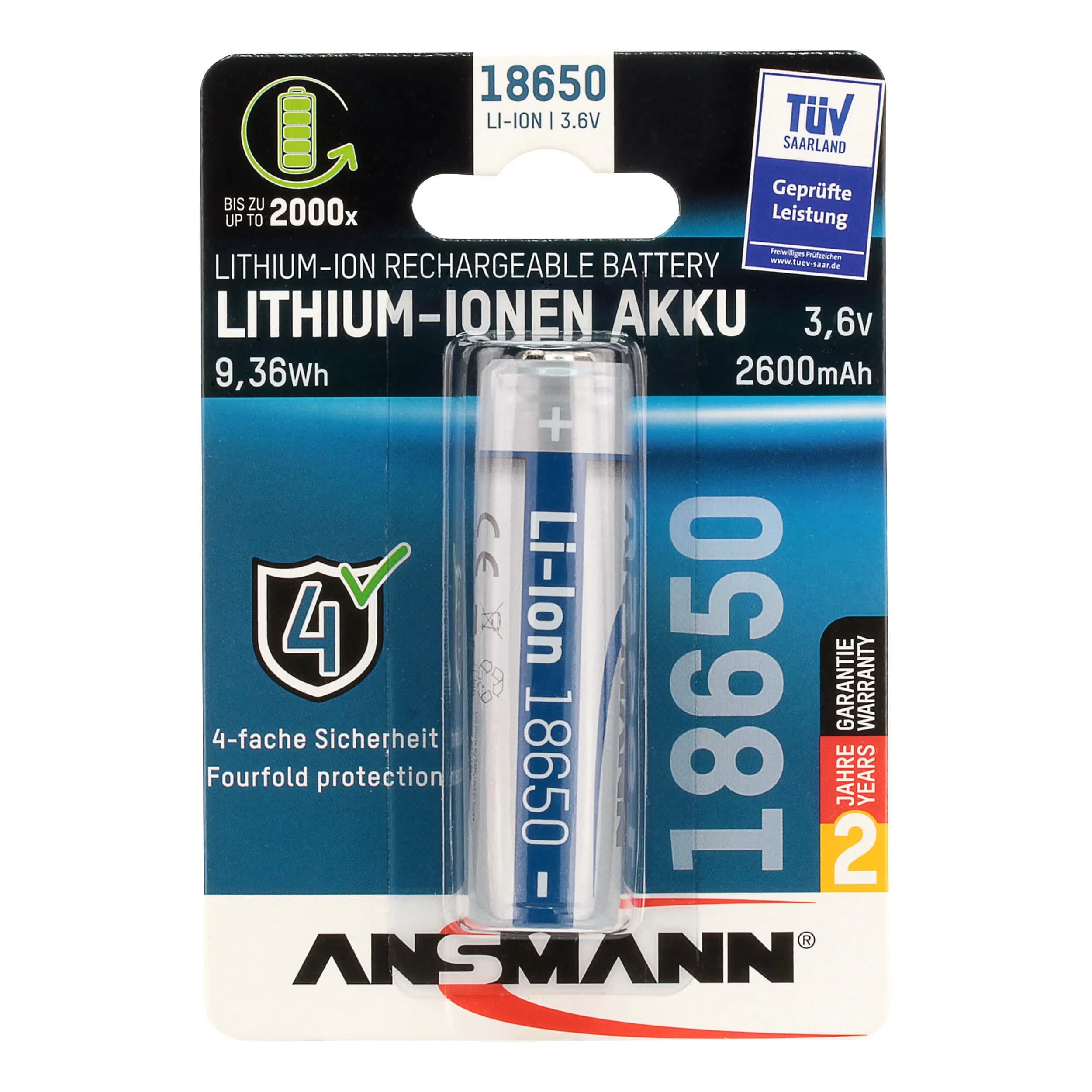 Li-Ion Akku 18650 Rechargeable Battery