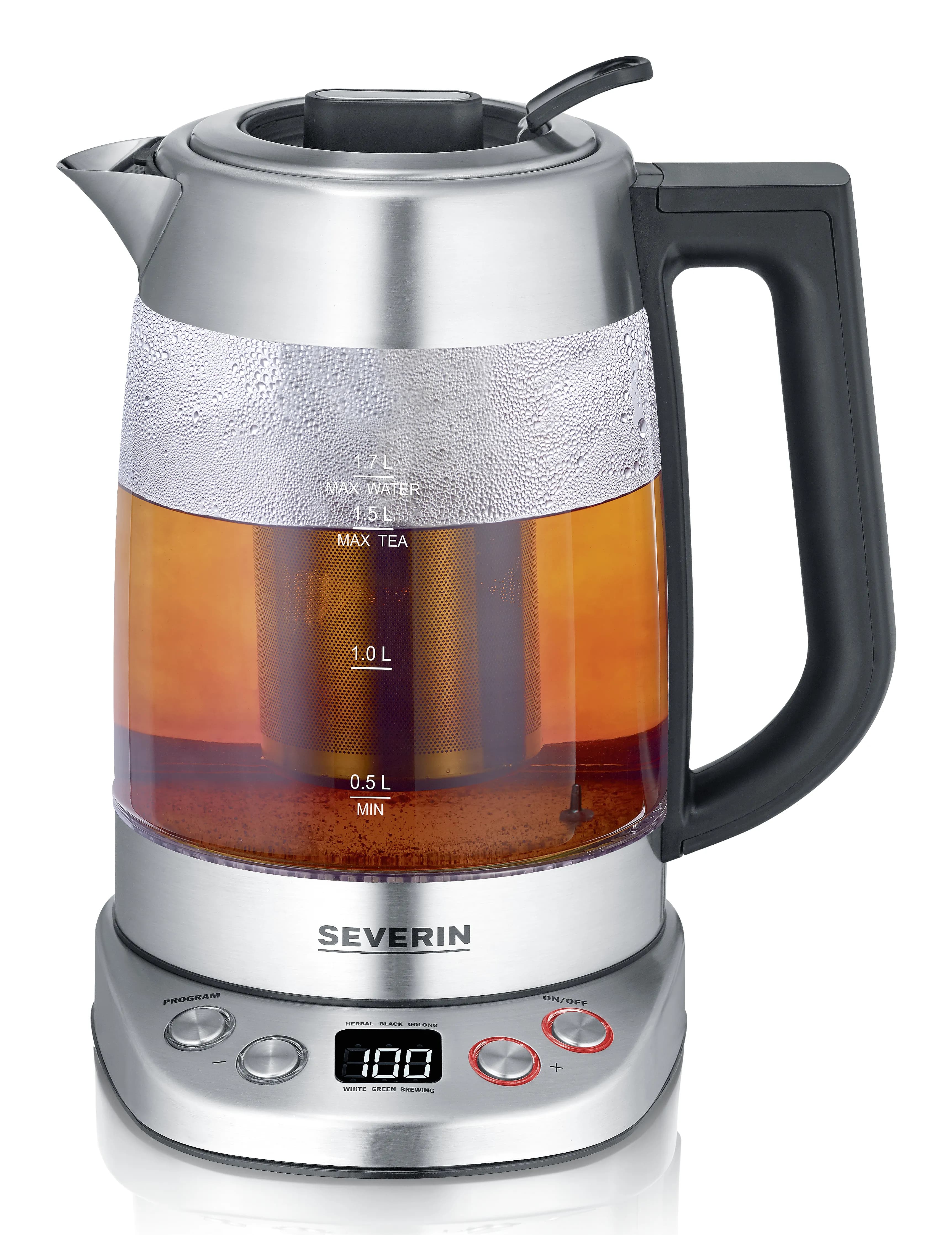 Severin Deluxe Glass WK 3480 -vedenkeitin, 1,7 l, 3000 W, valkoinen