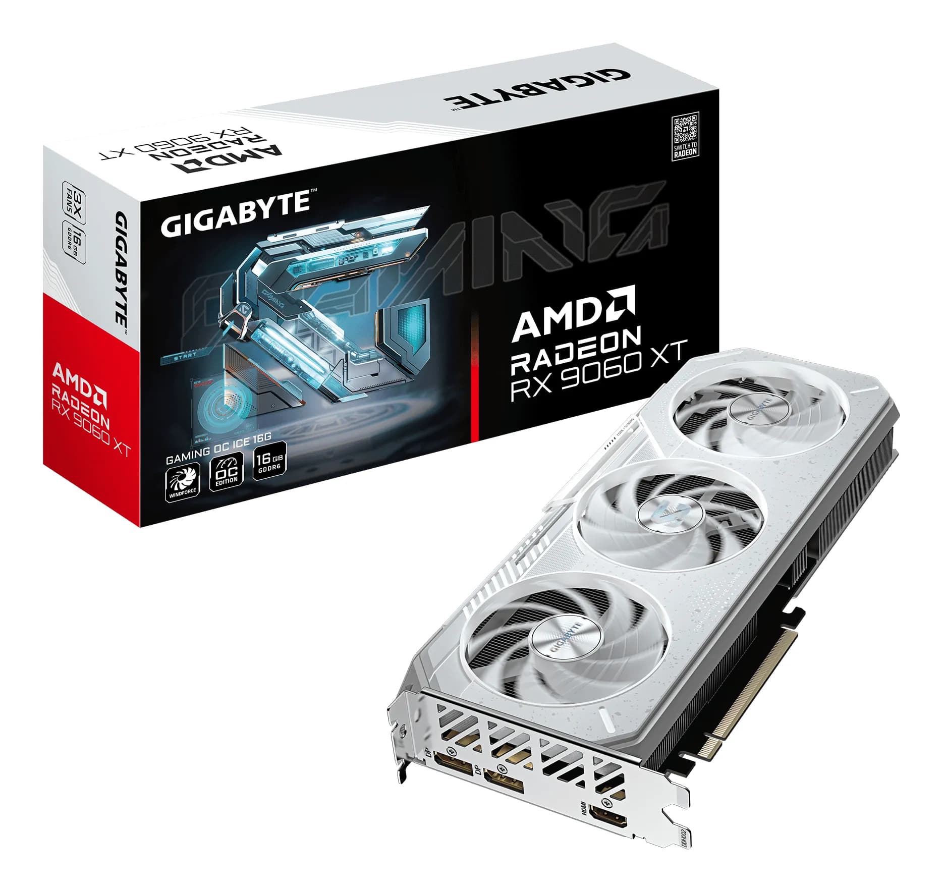 Gigabyte Radeon RX 9060 XT GAMING ICE OC 16 Gt -näytönohjain