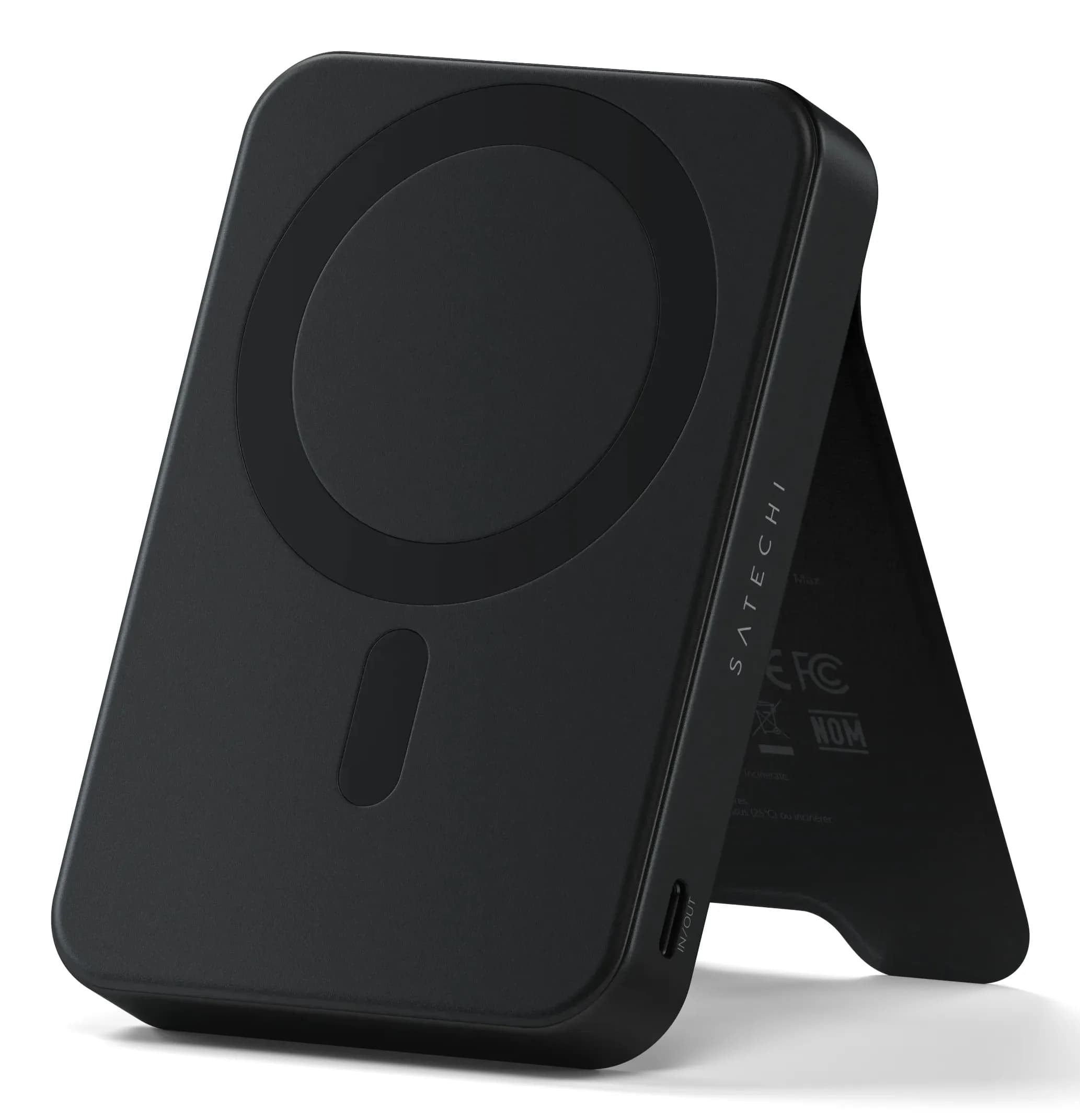 Satechi Qi2 10K magneettinen Power Bank jalustalla - musta