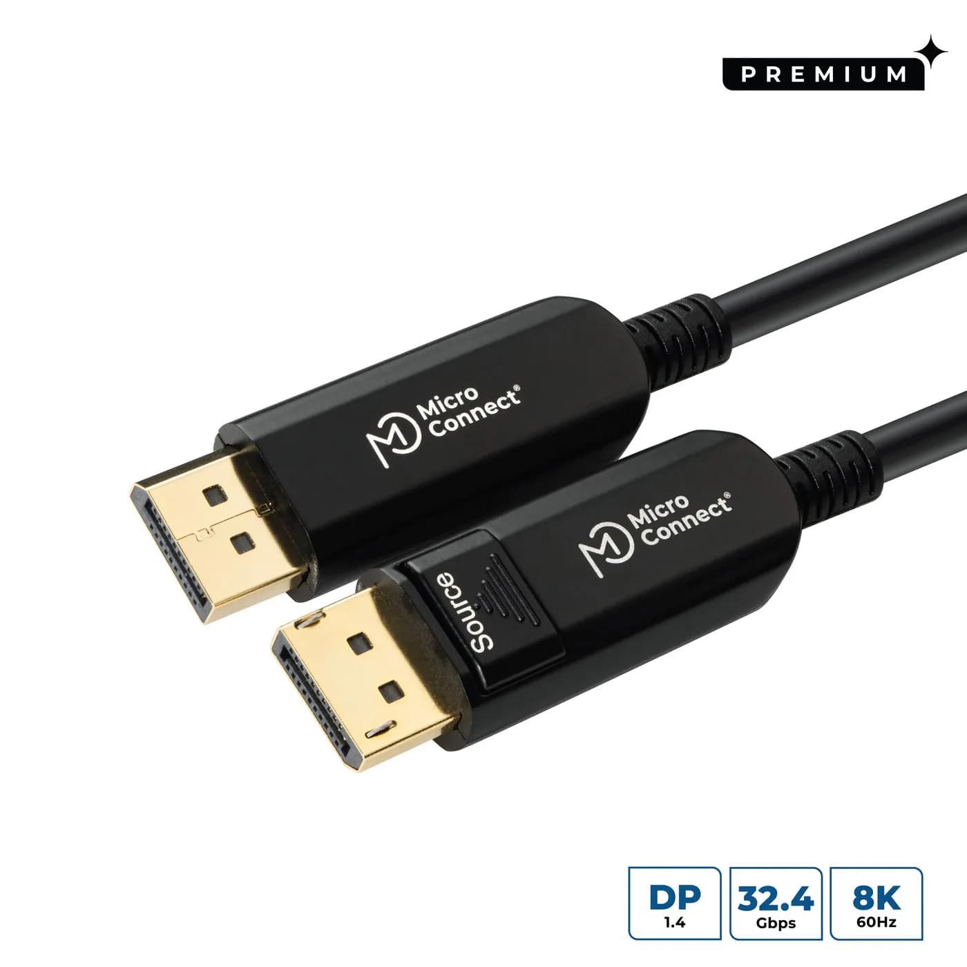 MicroConnect DisplayPort 1.4 Optical Fiber -kaapeli, jossa 8K, 40 m, musta