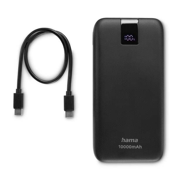 Hama Power Delivery 10000mAh 2xUSB-C+1xUSB-A -varavirtalähde, Musta