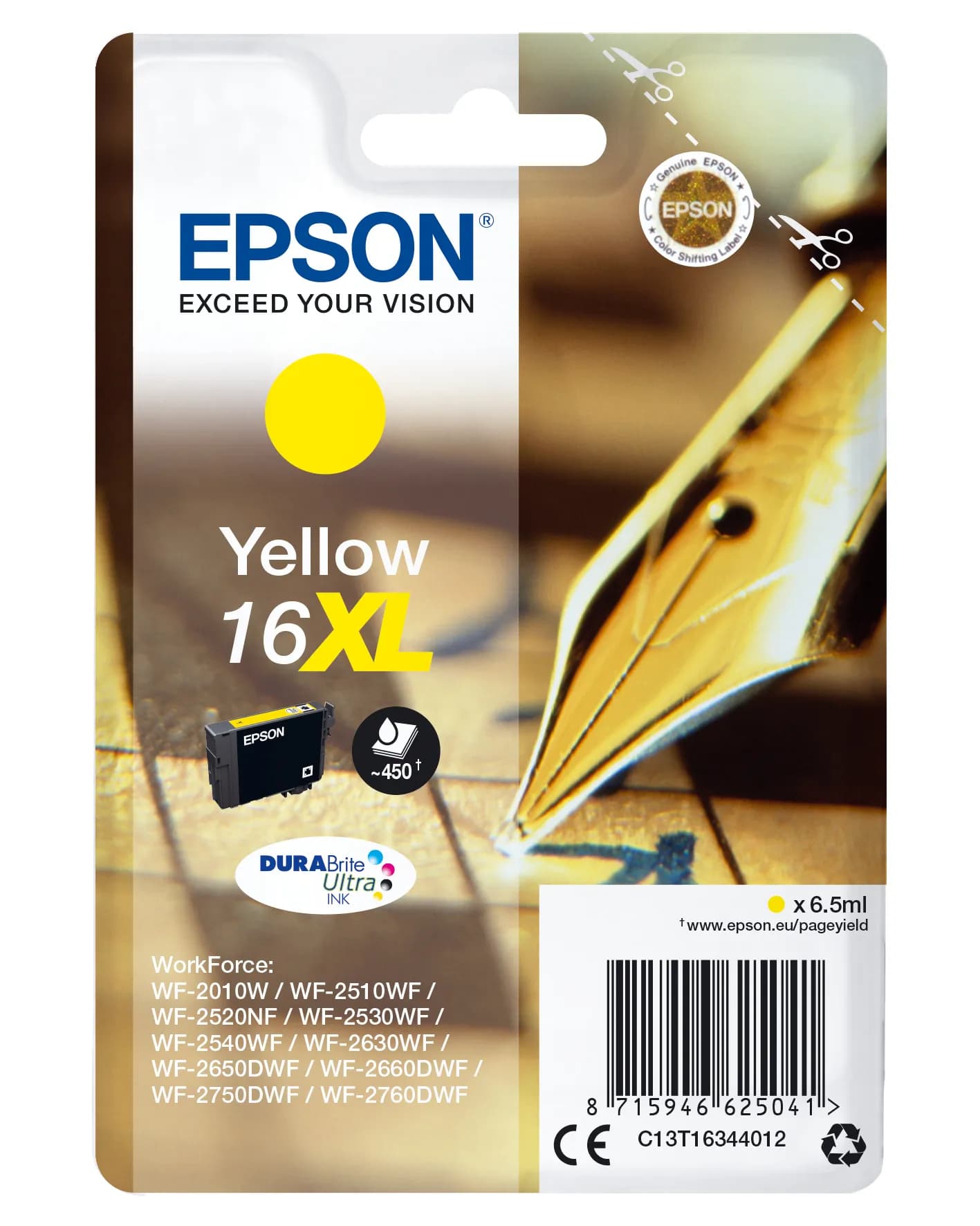 Epson 16XL-mustekasetti, 6.5 ml, keltainen