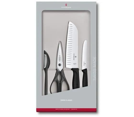 Victorinox Swiss Classic -veitsisarja, musta, ruostumaton teräs, 4-osainen