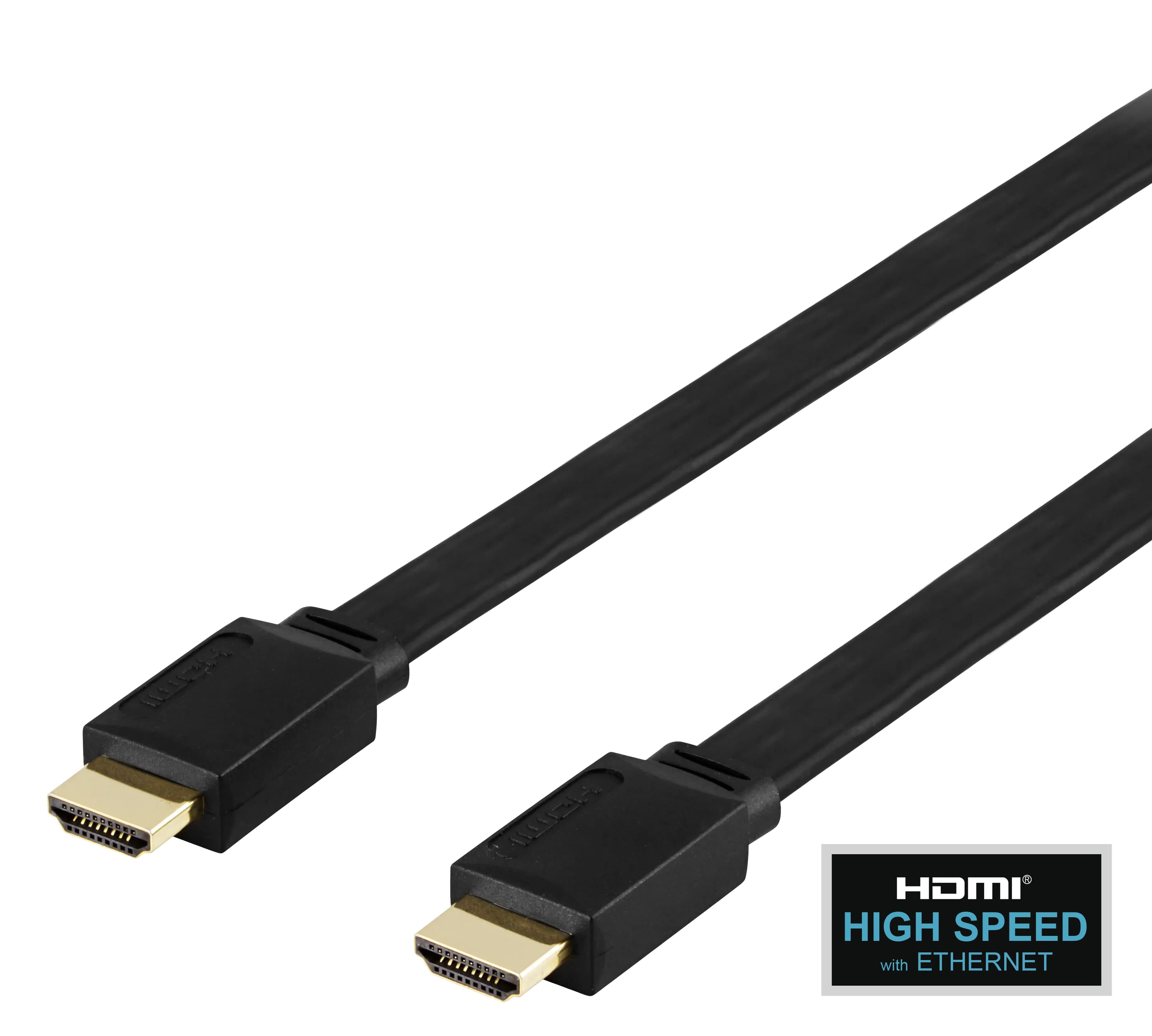Deltaco Flat HDMI 2.0 -kaapeli jossa Ethernet, 5 m, musta
