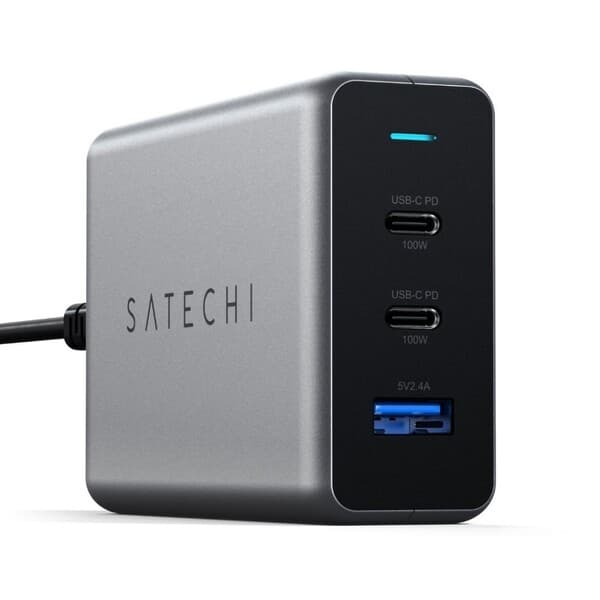 Satechi 100W GaN PD, 2x USB-C, 1x USB-A -virtalähde