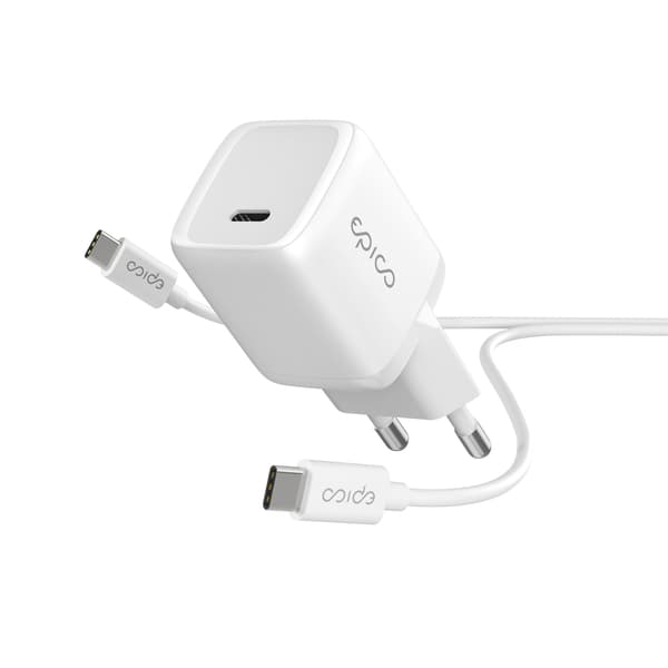 Epico 30W PD laturipaketti 1.2m USB-C to USB-C kaapelilla - valkoinen