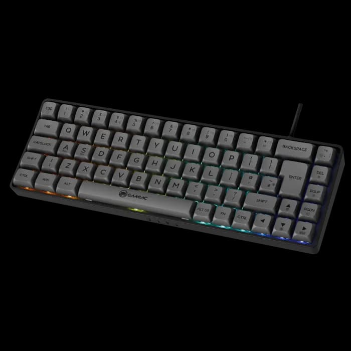 GAMIAC TKL69G -mekaaninen pelinäppäimistö, Kailh Blue, musta/harmaa