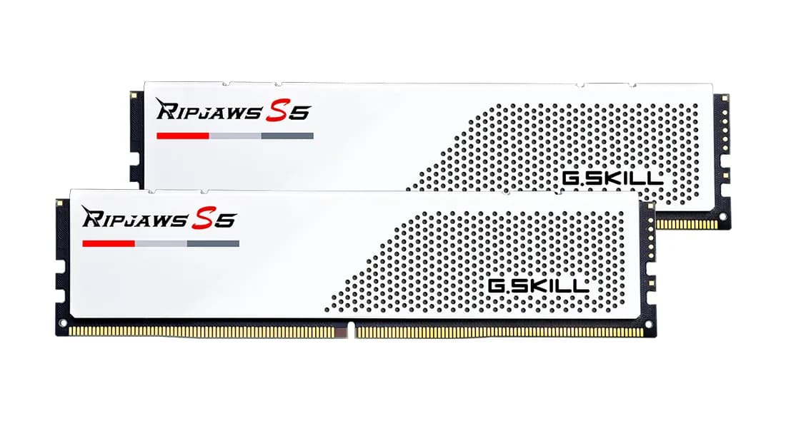 G.SKILL Ripjaws S5 64 Gt (2 x 32 Gt) DDR5 5600 MHz, CL36 -muisti, valkoinen (XMP)