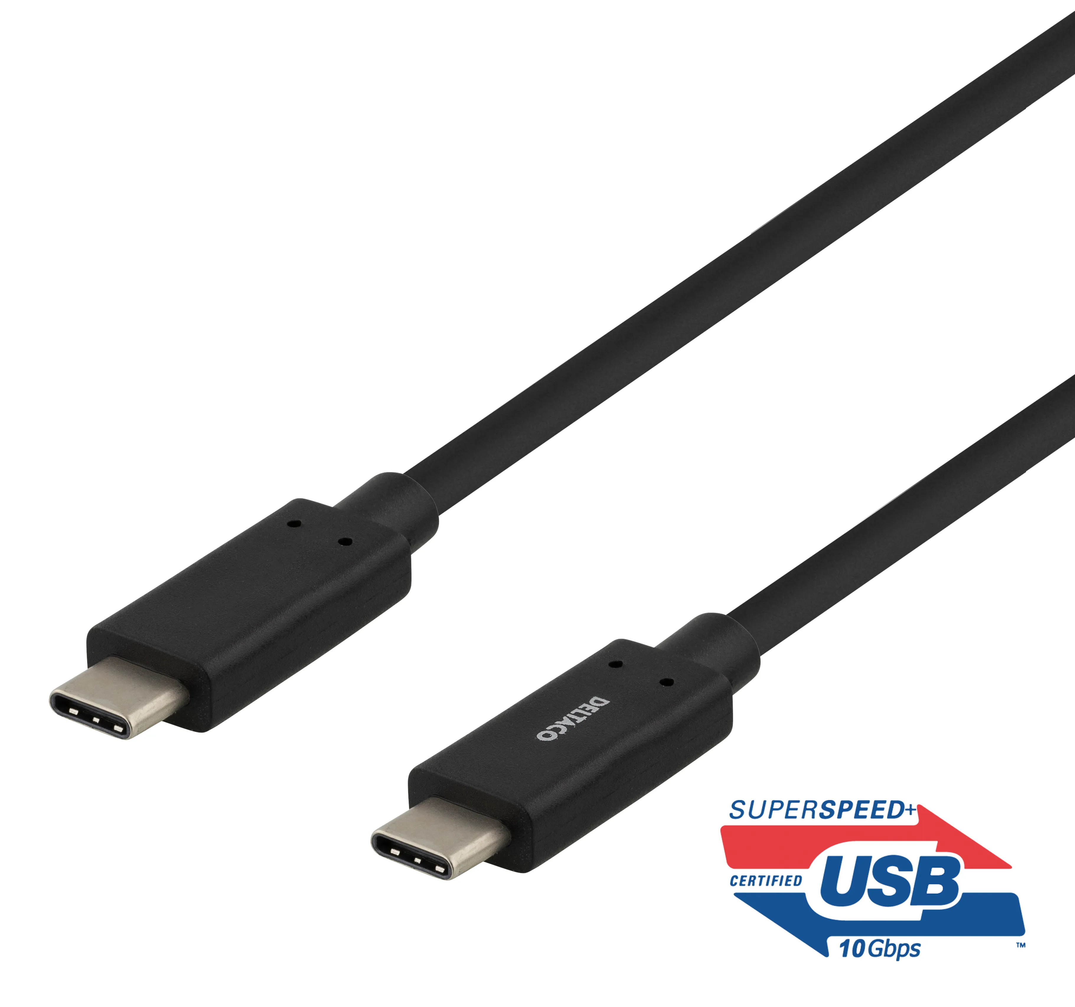 Deltaco USB-C -kaapeli, 60 W, 0,5 m, musta
