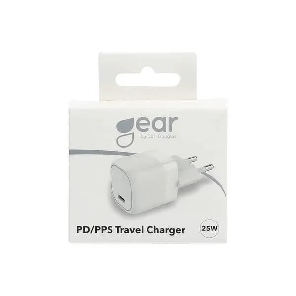 GEAR Laturi 220V 1xUSB-C PD/PPS 25W White