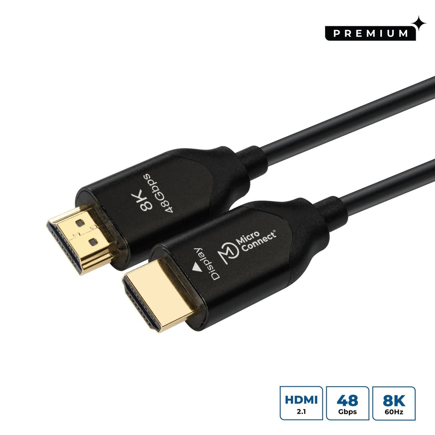 MicroConnect Premium Ultra High Speed Active Optic HDMI 2.1 -kaapeli, 8K, jossa Ethernet, 30 m, musta