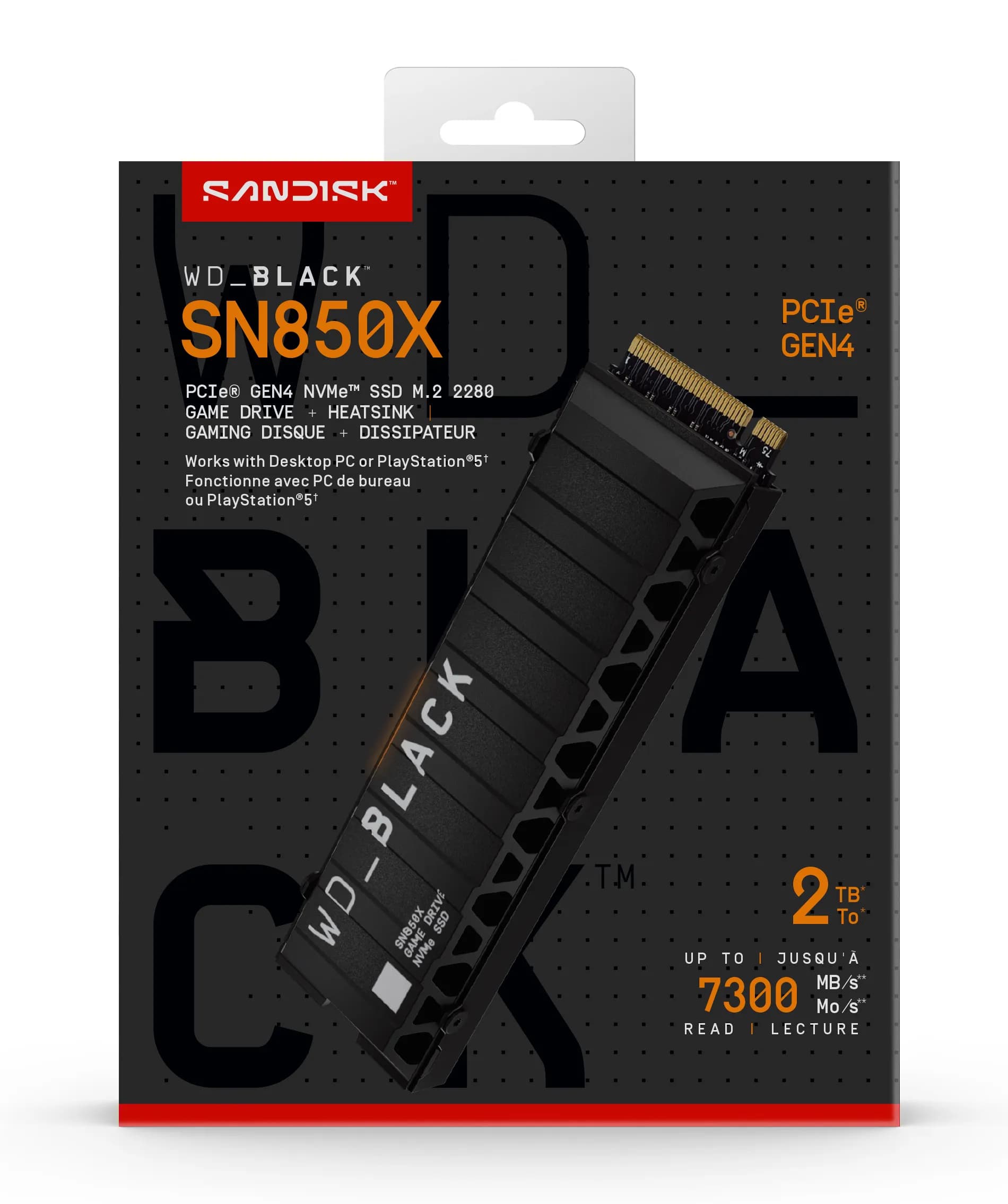 WD Black SN850X Heatsink 2 Tt M.2 NVMe -SSD-levy