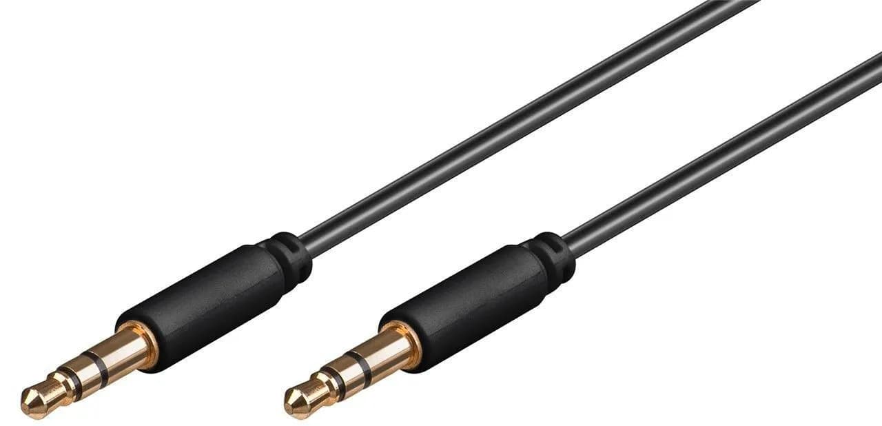 MicroConnect AUDLL2 3,5 mm kullattu -audiokaapeli, 2 m, musta