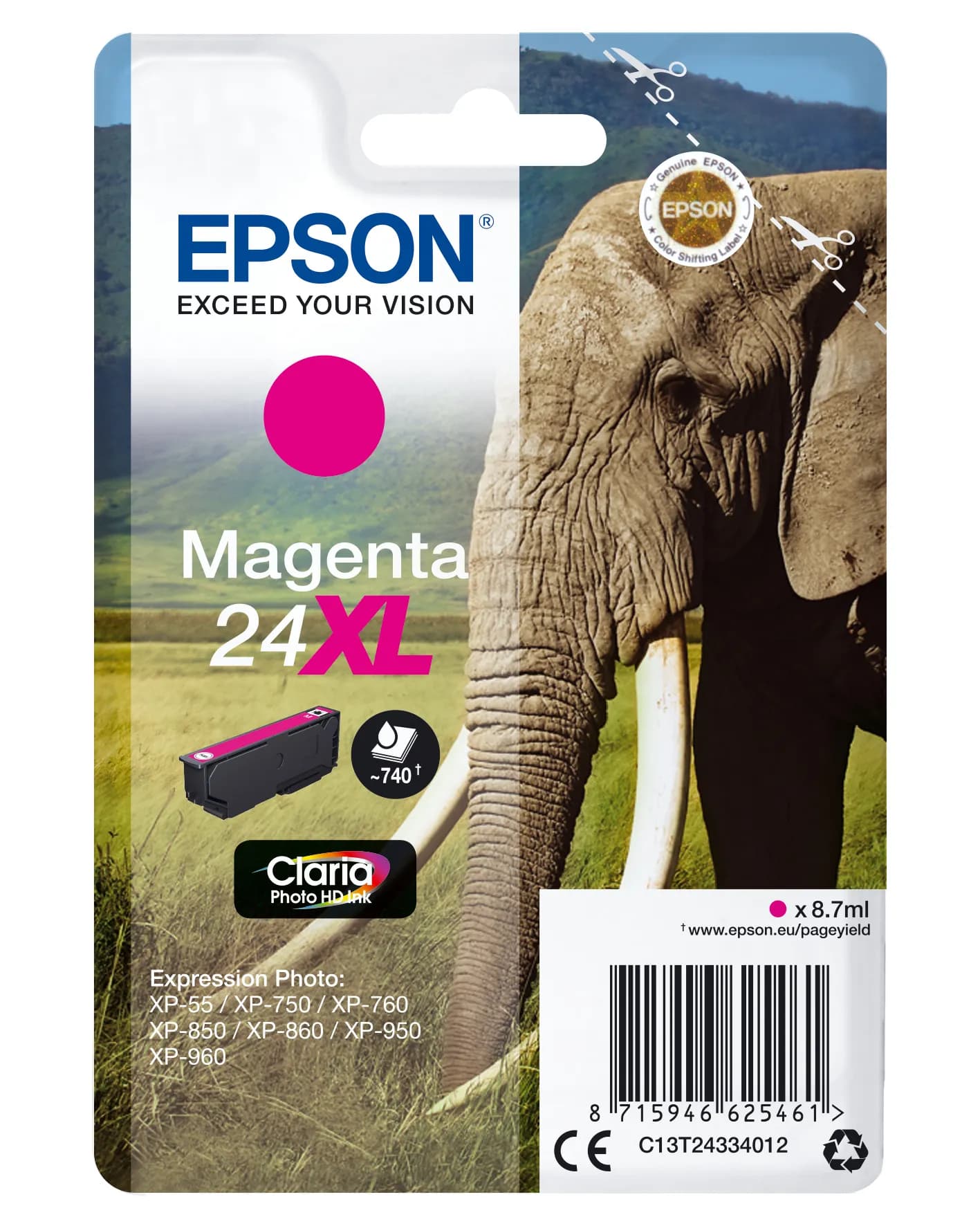 Epson 24 XL-mustekasetti, 8.7 ml, magenta
