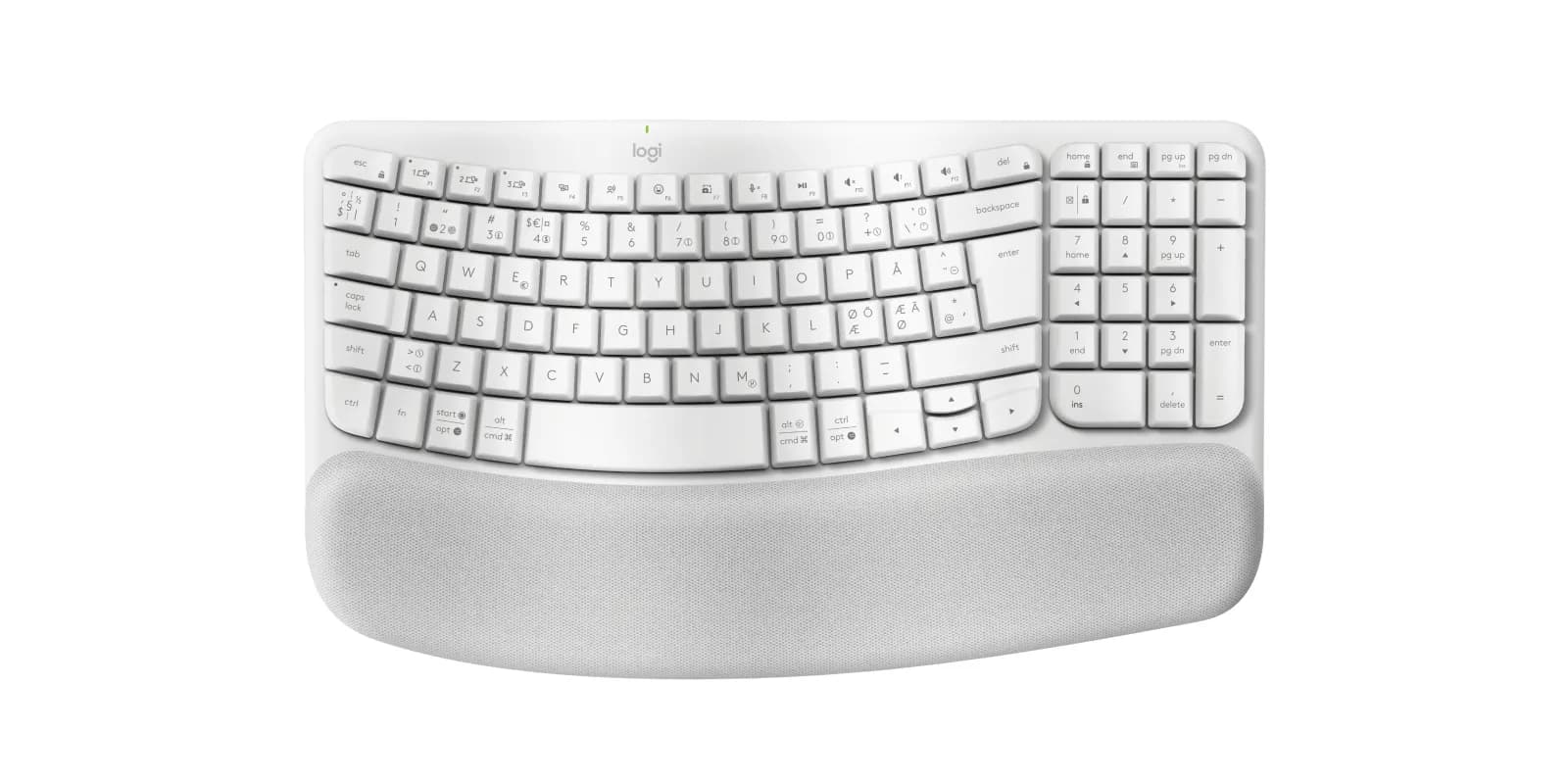 Logitech Wave Keys -langaton ergonominen näppäimistö, valkoinen