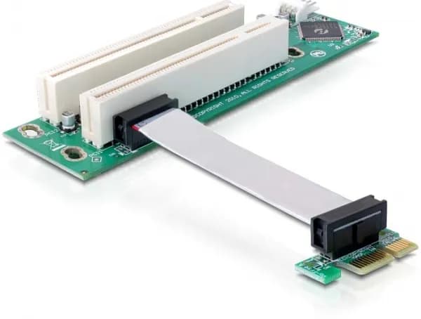 Delock -PCIe-sovitekortti näytönohjaimelle, PCIe x1 - 2x PCI, 90 mm