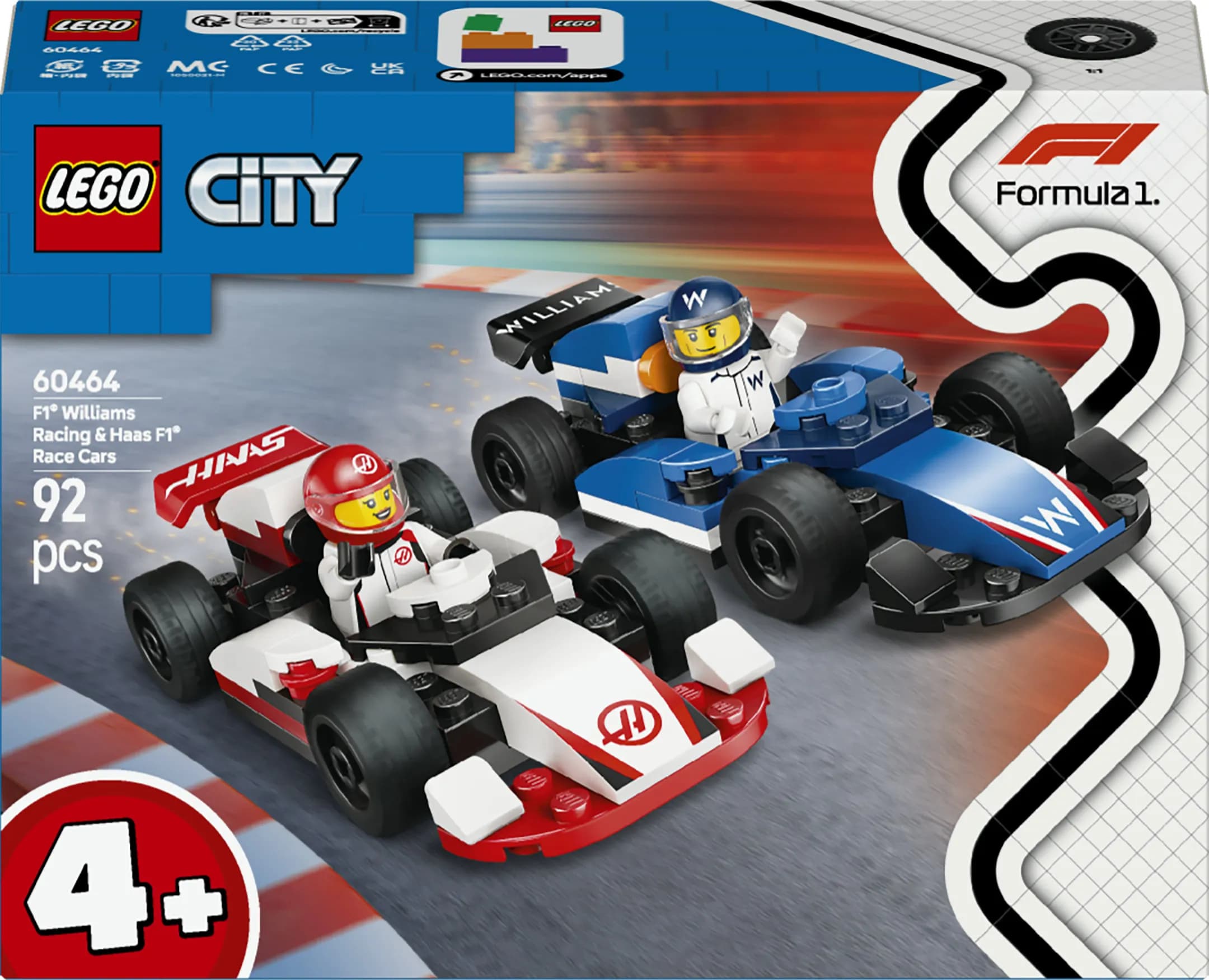 LEGO City F1-kilpa-autot Williams Racing ja Haas F1 60464