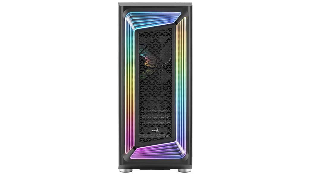 AeroCool Interstellar -miditornikotelo ikkunalla ja RGB-valaistuksella, musta