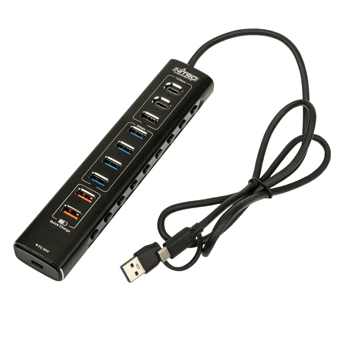 Nitro Concepts UH1 10-Port Hybrid -USB-hubi