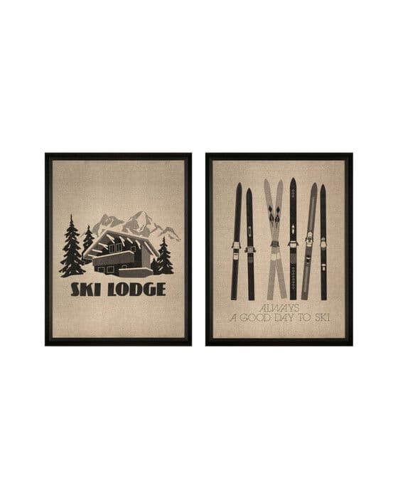 Ski Lodge - A good day to ski (Set of 2)