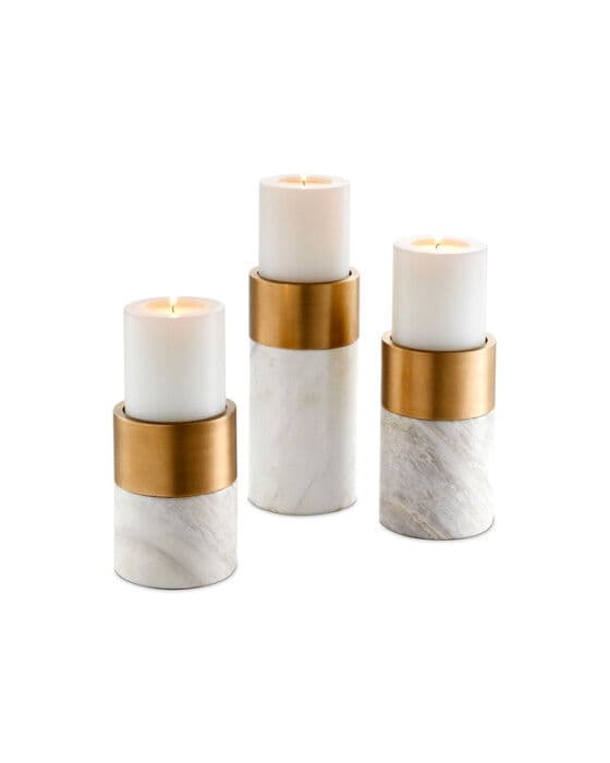 Sierra Candle Holder White/Brass