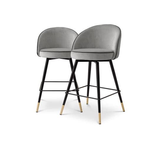 Cooper baarituolit roche light grey velvet 2 kpl